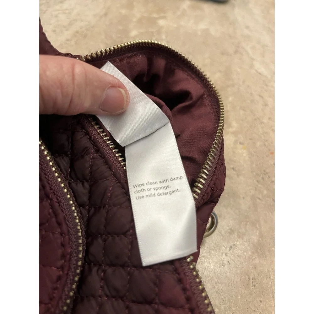 CYNTHIA ROWLEY Mini Backpack Burgundy Quilted NWOT Adjustable Straps 3 Zip UPS